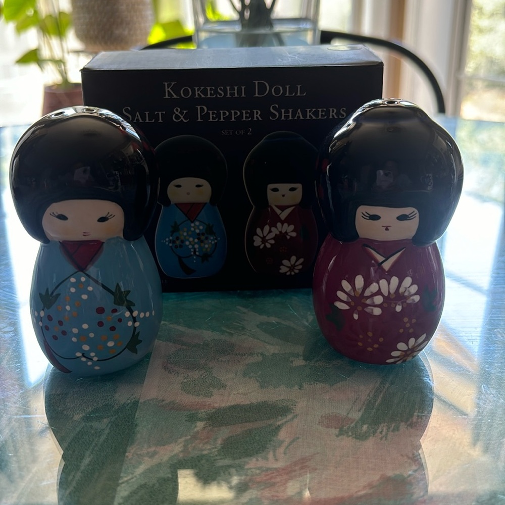Kokeshi Doll Salt and Pepper Shakers World Market Ceramic